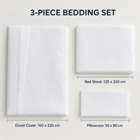 Ensemble de literie jetable pour couchettes de train avec logo personnalisé, 3 pièces, housse de couette, drap et taie d'oreiller non tissés, modèle 160x220cm