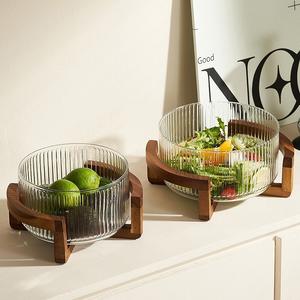 Bol à salade en verre transparent de grande taille pour la cuisine et les restaurants, 1800 ml/2800 ml/3800 ml/4800 ml, bol rond pour dessert, bols à mélanger pour fruits - Product Image 3