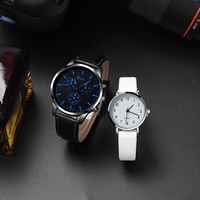 Jam Tangan Quartz Paduan Seng Hitam Putih untuk Pasangan, Desain Sederhana Bernuansa Elegan, Aksesoris Populer