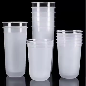 Thân Thiện Với Môi Biểu Tượng Tùy Chỉnh Cốc Nhựa Dùng Một Lần Rõ Ràng Hình Chữ U Nắp 9-22Oz Tường Đơn Mờ Ly Cho Món Tráng Miệng Cà Phê Trà Sữa - Product Image 1