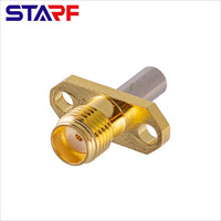 Conector Coaxial RF RG316 SMA Hembra con Brida de 2 Orificios para Panel, Compatible con RG316, RG174, LMR100, de Cobre