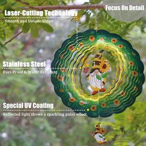 EnchGarden Molinillos de Viento Cinéticos de Acero Inoxidable 3D de 12 Pulgadas y 0.5mm de Grosor con Diseño de Gnomo Girasol para Jardín - Product Image 4