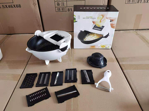 Outils de cuisine multifonctions 9 en 1 pour la cuisine, hachoir à fruits, passoire, trancheuse à fruits et légumes avec panier de drainage - Product Image 6