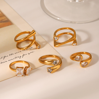 Perhiasan Pernikahan Tahan Air Merek H&C, Cincin Terbuka Berlapis Emas 18K dari Baja Anti Karat dengan Zirkon, Terlaris, untuk Wanita, Cocok untuk Hadiah