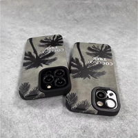 Coque de téléphone tendance motif cocotier pour iPhone 17 Air 16 15 14 13 12 Pro Max, en cuir, antichoc, protection intégrale