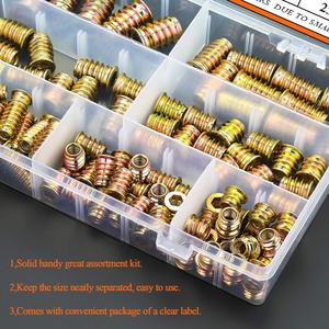 Kit Surtido de Tuercas Roscadas con Inserto Hexagonal, 100 Piezas, Métricas M6 M8 M10, Acero de Grado A para Construcción - Product Image 2