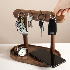 JUNJI ถาดไม้และกุญแจสำหรับตกแต่งบ้าน,ที่แขวนกุญแจแบบตั้งและชามสำหรับวางไว้ที่โต๊ะไม้ - Product Image 3