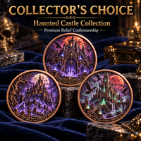 Pièce de monnaie d'imitation en cuivre pur 999 de 1 oz, électroplaquée, série Halloween, Château Fantôme, en relief 3D, couleur UV, artisanat métallique