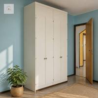 Armoire contemporaine minimaliste sur pied XINGRUO pour chambre à coucher, 4 portes battantes, armoire écologique pour appartement et maison