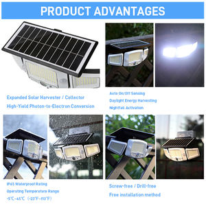 Lampe solaire de jardin LED 6000K, lumière du jour, économie d'énergie, batterie 3.7V, étanche IP65, contrôle par capteur de mouvement - Product Image 3