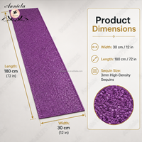 Chemin de table scintillant ANNIELU en maille, avec paillettes de 3 mm, pour mariage, banquet, anniversaire, fête, décoration de table