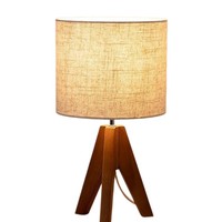 Lampe de table décorative vintage en bois massif de style nordique, éclairage d'ambiance LED avec interrupteur à bouton pour chambre et salon