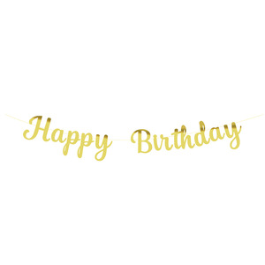 Happy Birthday <b>Banner</b> Gold Silver Rose Gold Blue Pink Triangular Foil Stamped Party Decorations Birthday Elegant Durable - Product Image 3