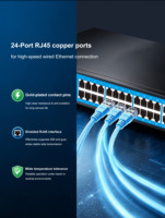 24 Port RJ45 Enterprise Management 4 Uplink Combo Port Network Switches, Routing Statis, Cangkang Baja, Catu Daya Terintegrasi