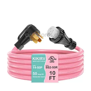 CircleCord UL Listed 50 Amp 10 Feet RV/Generator Heavy Duty Power Cord 6/3+8/1 Gauge STW Wire 14-50P Male SS2-50R Twist Locking