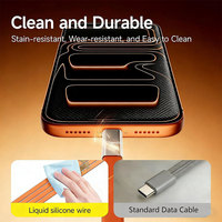 Kit de support 2-en-1 avec adaptateur de câble plat en silicone liquide 240W Type-C vers USB-C à charge rapide et support de téléphone pliable pour le gaming