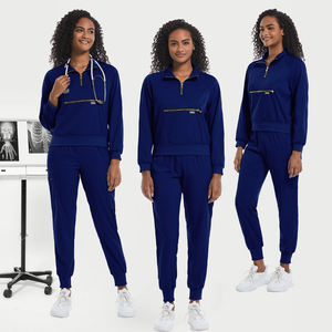 Uniformes de hospital de manga larga cómodos OEM 2025, conjuntos de uniformes de enfermera con cremallera frontal, uso médico, vendedores directos del fabricante - Product Image 3