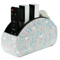 Support de télécommande en strass multi-emplacements, organiseur de bureau brillant pour télécommandes, téléphones et petits accessoires