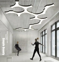 Suspension de bureau en fer, librement combinable, design minimaliste irrégulier en Y, éclairage LED ultra-minimaliste, noir/blanc
