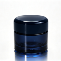 Pot en verre transparent bleu de haute qualité pour crème cosmétique pour le visage, 50 g, avec couvercle noir