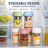 Pot à Overnight Oats 2-en-1 avec cuillère, hermétique et anti-fuite, pour yaourt et garniture de fruits, idéal pour la préparation des repas
