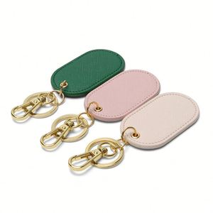 Custom PU Thread Pattern Key Chain Fashion Oval <b>Keyring</b> Accessories for Woman and <b>Man</b> Car Pendant - Product Image 1