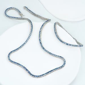 Collar de Cadena de Tenis con Diamantes Moissanita Cultivados en Laboratorio, Color Azul Real, VVS, Chapado en Oro Blanco de 5mm, Plata de Ley S925, de 3-6mm - Product Image 2