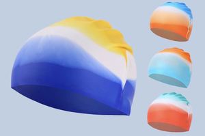 Bonnet de bain personnalisé à haute élasticité pour hommes et femmes adultes, professionnel, antidérapant, protection des oreilles, mélange de couleurs, en silicone - Product Image 4