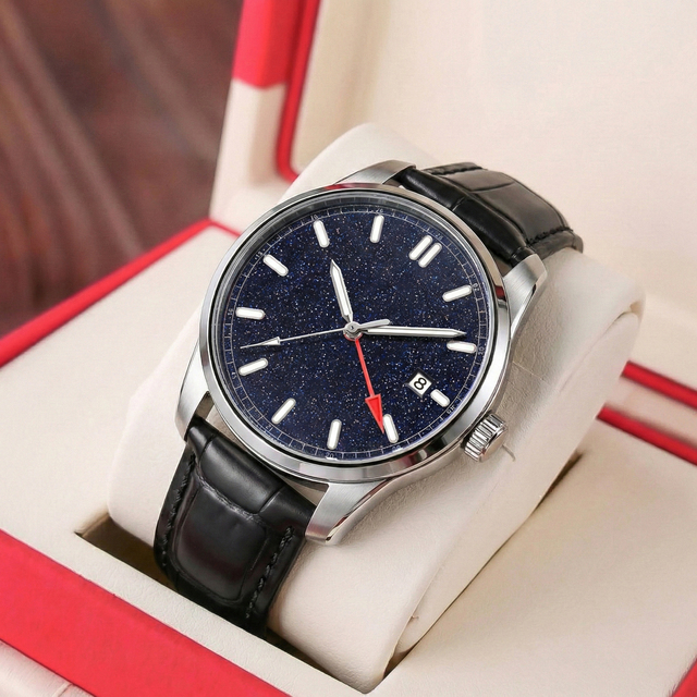 Customized Logo Blue Aventurine Dial Daydate GMT Watch NH34 Automatic Mechanical Sapphire Luminous Waterproof Stainless Steel