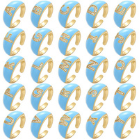 Verstelbare Kleurrijke Opening Heren Roestvrijstalen Ring Op Maat 26 Engelse Letter Emaille En Zirkonia Verkoop Fesale Sieraden