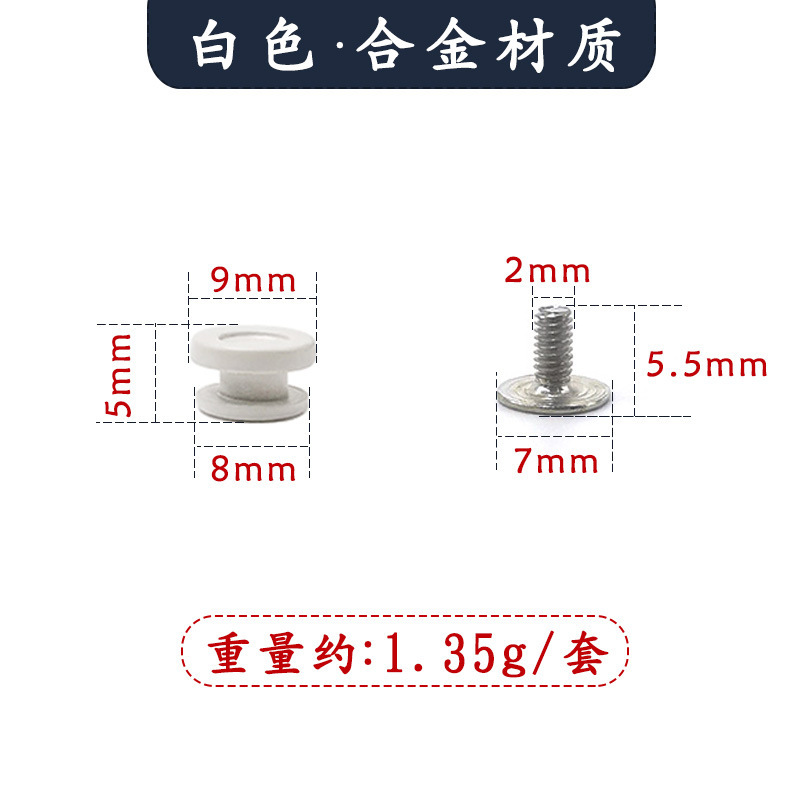 Boucles de lacets blanches, vis Phillips 9x5mm x 2x5,5mm