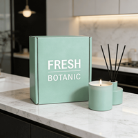 Boîte en carton personnalisée avec logo, boîte d'expédition personnalisée imprimée en vert menthe pour les ensembles de produits à thème botanique et parfums d'intérieur
