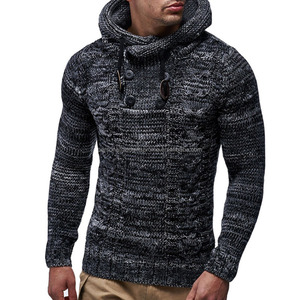 <span class=keywords><strong>Pull</strong></span> en tricot à manches longues pour hommes <span class=keywords><strong>Pull</strong></span> coupe ajustée pour hommes <span class=keywords><strong>Pull</strong></span> à capuche en tricot épais décontracté - Product Image 1