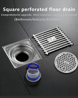 Qualité Anti Odeur En Acier Inoxydable 304 Drains De Sol Insert De Carrelage De Toilette 10*10Cm Système D'égouttage De Sol Carré