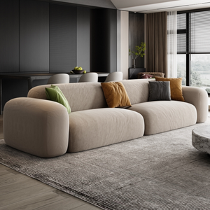 Sofá Recto de 3 Plazas, Estilo Moderno Wabi-Sabi, Minimalista Italiano, Tapizado en Terciopelo Mate Resistente a Arañazos, con Látex - Product Image 2