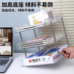 Estantería de escritorio acrílica de 4 niveles, organizador de almacenamiento resistente para oficina, estudio, libros, estantería escalonada para escritorio - Product Image 4