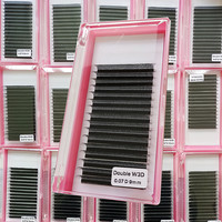 Extensions de cils W 3D 4D 5D 6D 8D à floraison automatique, 0,07 mm, plateau mixte, courbure C D, en soie synthétique, volume naturel, longs