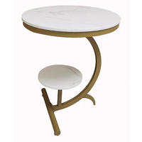 Table d'appoint de salon de luxe moderne, ronde, noire, blanche, naturelle, en métal, marbre, tabouret d'angle pour café et thé