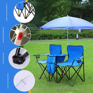 Silla de Playa Plegable Doble E-RIKE para 2 Personas, Silla de Playa Plegable Extra Grande con Toldo Grande - Product Image 4