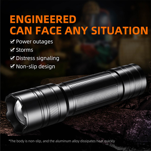 Portable USB Rechargeable IP44 Waterproof Aluminum Alloy Emergency Camping Hiking Zoomable Led Torch 18650 Battery