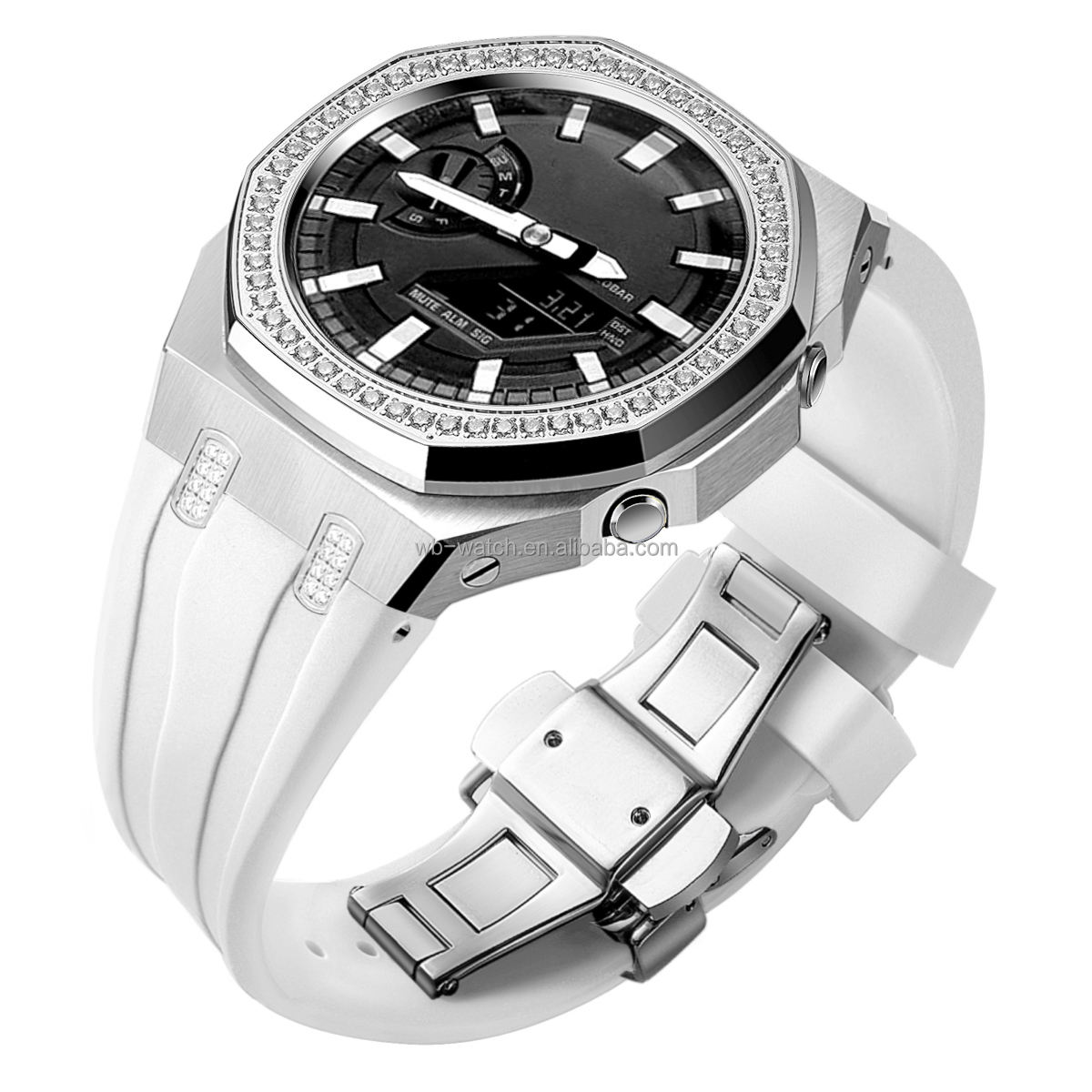 Silver Case+White Band