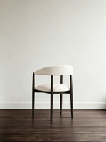 Fauteuil de salle à manger personnalisé en bois massif, éco-responsable et durable, style campagnard américain moderne, en chêne blanc et tissu en lin, pour la maison, le bureau ou l'hôtel