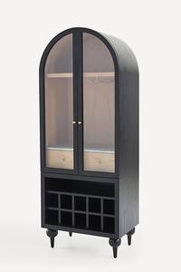 خزانة كتب خشبية عصرية طويلة بتصميم قوسي مع أرفف قابلة للتعديل وأدراج كبيرة لغرفة المعيشة - Product Image 4