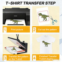 10 Hojas de Papel de Transferencia Térmica por Sublimación A4 para Impresora de Inyección de Tinta, para Camisetas, Telas, Ropa, Poliéster, Algodón, Fundas de Teléfono