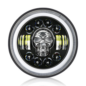 Faro Delantero LED de 2 Lentes con Diseño de Calavera, Ultra Brillante e Impermeable para Vehículos y Motocicletas (Modificación Automotriz) de Moka - Product Image 1