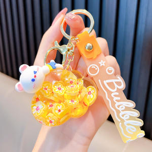 Hecion <span class=keywords><strong>liquide</strong></span> stroboscopique nuages <span class=keywords><strong>petit</strong></span> ours accessoires de mode cartable pendentif porte-clés Anime 3 couleurs porte-clés - Product Image 5