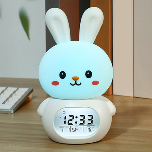Veilleuse Lapin à Commande Tactile, Lampe Réveil <span class=keywords><strong>Horloge</strong></span> de Table, Entraînement au Sommeil, Silicone Doux, Chevet, Couleurs Changeantes, Chambre à Coucher, Cadeau de Pâques - Product Image 6