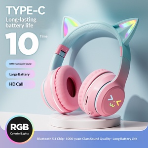 New Gradient Color Cat Ear <b>Wireless</b> Headphones Large Battery Music Gaming Headset Bulk Wholesale - Product Image 4