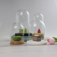 Cloche en dôme d'affichage en verre Cloche en dôme transparent avec socle en bois Vitrine de pot de table pour mariage à domicile