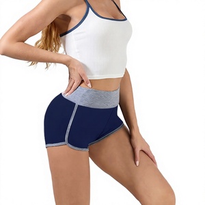 Women's High Waist Striped Knitted Eco-friendly Cotton Polyester Elastic Waist Regular Fit Sporty Breathable Shorts - Product Image 1